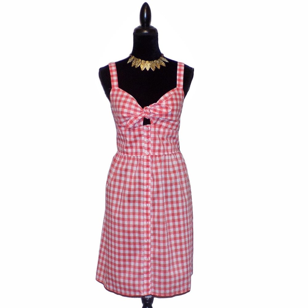 NWT Be Bop Gingham Tie Front Dress